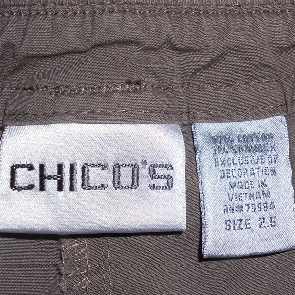 Chico's 2.5 Brown Taupe Convertible Pants Cargo Pocket Fits Size 14 - Picture 10 of 10